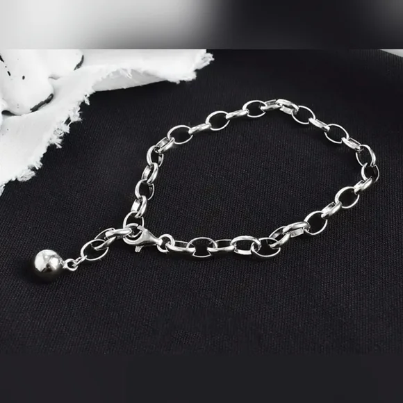 chain link bracelet, sterling silver, - Picture 3 of 4
